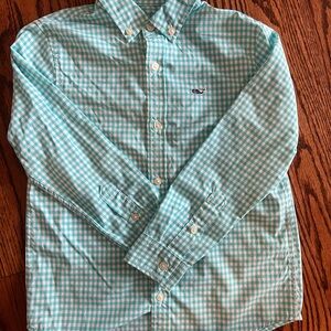 Vineyard Vines Boys Aqua Gingham Shirt